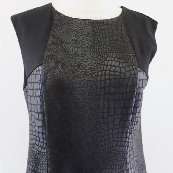 Chicos Black Ponte Embossed Snakeskin Print Jackie Dress - Chico’s Sz  3 = 16 XL - Picture 11 of 12